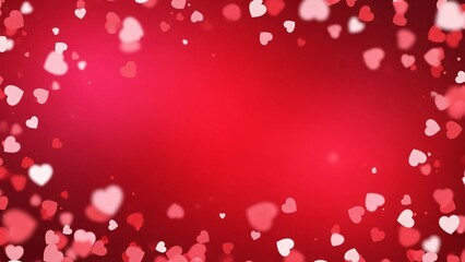 Romantic red background with floating hearts for Valentine's Day celebration