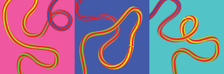 Abstract colorful intertwined lines creating a vibrant visual against diverse backgrounds