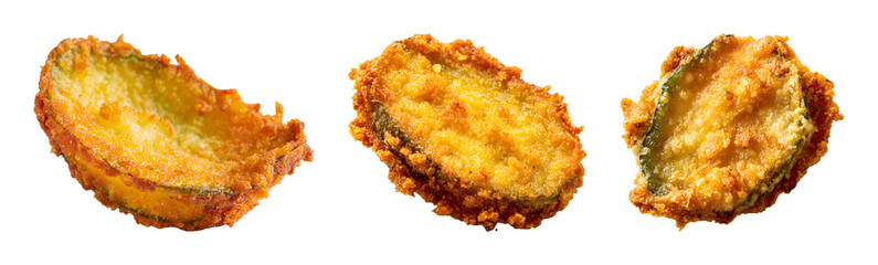 Crispy Fried Pickle Slice Snack Food PNG set with isolated on transparent background