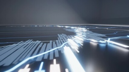 Futuristic abstract digital data flow visualization over a dark plane for business technology graphics - Powered by Adobe