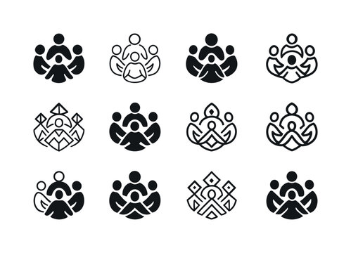 Indigenous Heritage Icons. Cultural heritage tours and indigenous experiences. Icon set. Set Logo of cultural heritage tours and indigenous experiences: guided