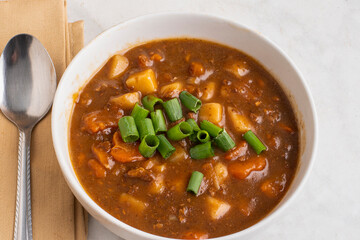 beef stew with green onions