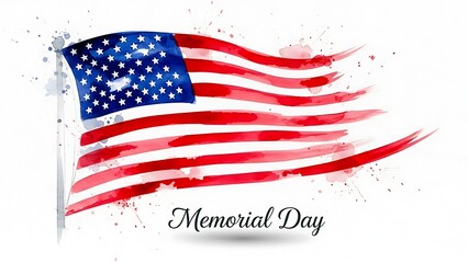Vibrant watercolor American flag illustration with dynamic splash effects, perfect for commemorating a national day of remembrance and patriotic celebrations for all