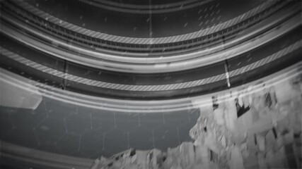 Dynamic 3D news broadcast intro featuring a rotating stylized globe, spinning rings, and digital HUD elements on a dark sport greybackground with the text NEWS