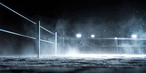 Fencing in a cold, misty environment with bright lights