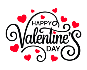 Happy Valentine’s Day handwritten calligraphy text with hearts shape of valentines day for  text lettering, flyers, greeting card ,invitation, posters, brochure, banner,  transparent background