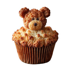 Teddy Bear Cupcake Design on Transparent Background