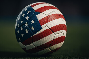 Close-Up Soccer Ball with American Flag Design