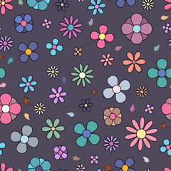 Seamless Cute Floral Pattern With Ladybugs