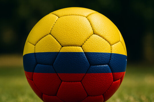 Luxury Close-Up of Colombian Flag Soccer Ball Outdoors