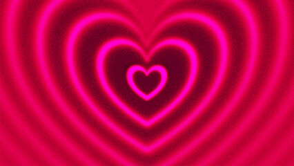 Dreamy glowing pink hearts with grainy texture created from thousands of individual dots. Love symbol and passion for Valentine&rsquo;s Day, greeting card, romantic promotion, social media content. Vector