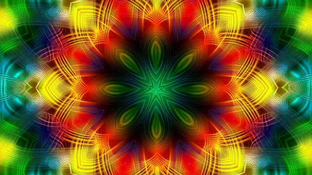 Colorful kaleidoscopic patterns with vibrant hues and intricate designs. Ideal for creative projects, visual art, and digital backgrounds