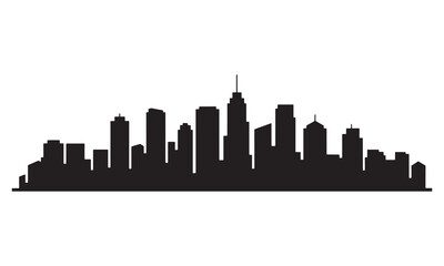 Fototapeta premium City Skyline Silhouette, Urban Buildings Black Illustration