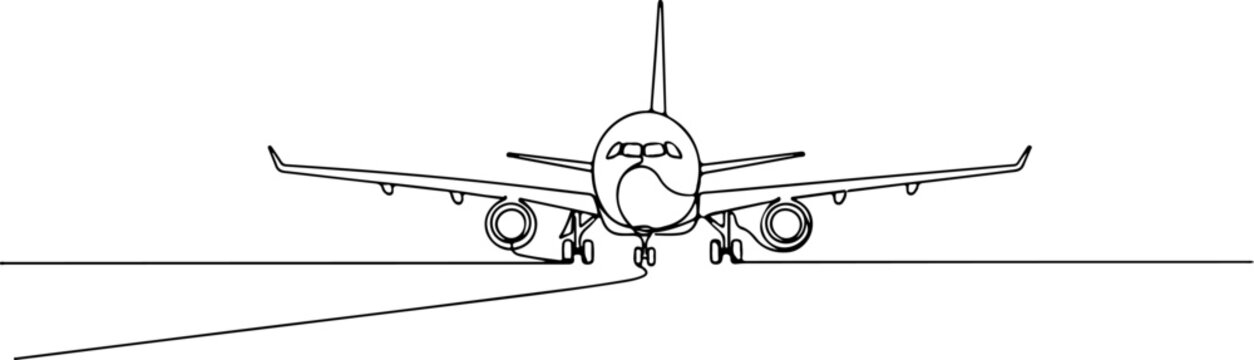 Airplane on the runway ready for takeoff