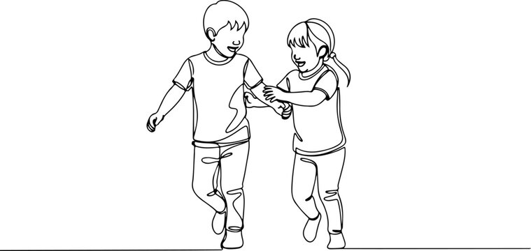 Children playing together hand in hand