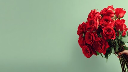 Bouquet of red roses with copy space