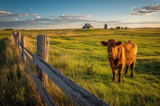 100% grass-fed beef: cows grazing lush pasture under a clear blue sky