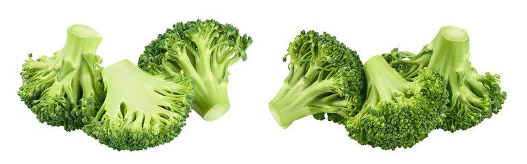 fresh broccoli isolated on white background close-up with full depth of field.