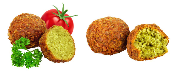 falafel ball with half isolated on a white background with full depth of field