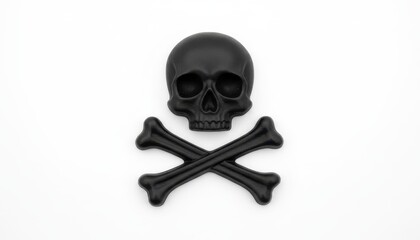 Classic Black Skull and Crossbones Symbol Isolated on a Clean White Background