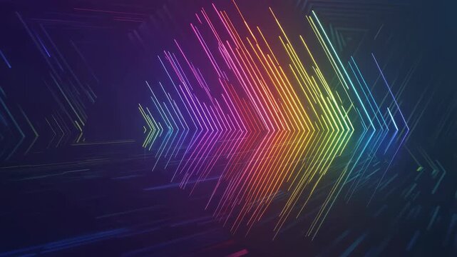 Colorful abstract motion graphics with dynamic arrows creating a vibrant visual flow. Ideal for technology, music, and creative projects