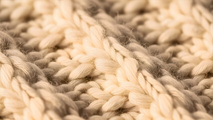 Textured Cozy Knit: A close-up view presents a beautifully woven woolen knit, exhibiting intricate patterns and soft textures, evoking warmth and comfort.