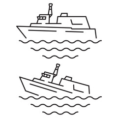 Ship sinking icon. Сargo ship suffered.Sinking steamboat ship.Accident at sea.
