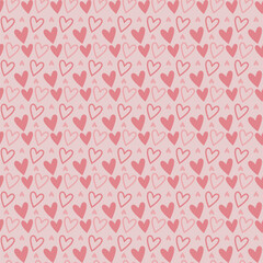 Seamless pattern with hand drawn hearts. Valentines day vector illustration