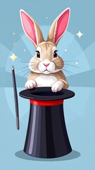 Cute rabbit in magic hat
