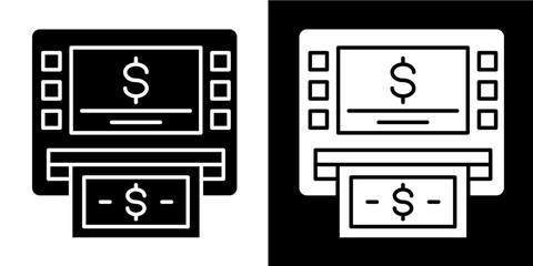 Atm Icon Set White Glyph Style Collection