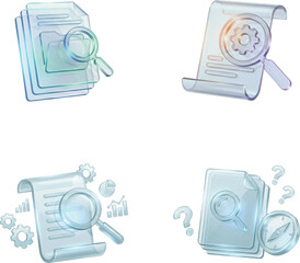 Set of search document 3d icons