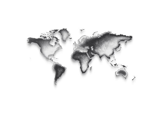 Chrome metal 3D logo effect Mockup of World Map.