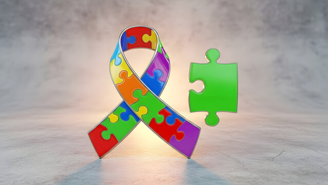 World Autism Awareness Day &ndash; Colorful Puzzle Pieces and Blue Support Background