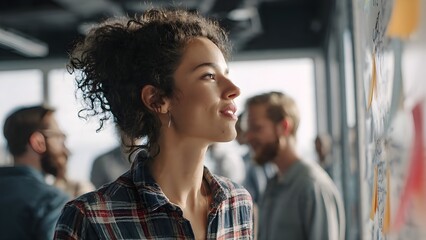startup team brainstorming ideas on whiteboard