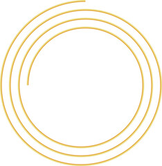 Aesthetic gold spiral. Outline thin gold spiral. Concentric circles. Golden geometric luxury shape. Metallic boho art deco element. Bohemian minimal liner style. Retro vintage art vector illustration.