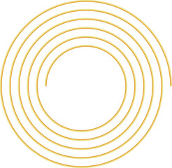 Aesthetic gold spiral. Outline thin gold spiral. Concentric circles. Golden geometric luxury shape. Metallic boho art deco element. Bohemian minimal liner style. Retro vintage art vector illustration.