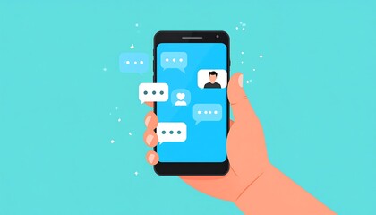 Hand holding a smartphone with messages