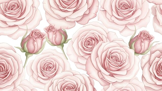 Elegant pink roses in a seamless pattern floral background for designs - Powered by Adobe