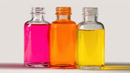 Colorful glass bottles with liquids