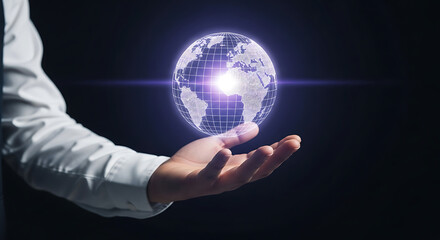 Digital Sphere Hand Global Technology Innovation Network Connection Communication Future Business