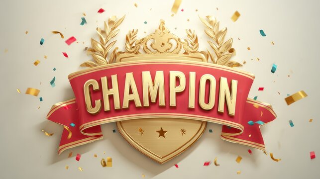 Bold victory banner design featuring laurel crown and ribbons - Powered by Adobe