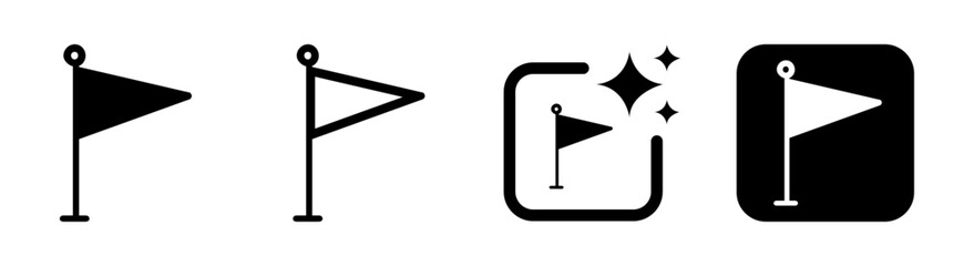 Triangle flag icon for startup and starting location in black vector illustration with transparent background © luvinda