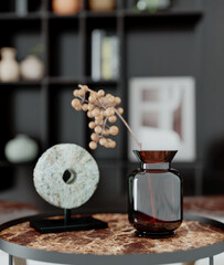 Naklejka premium Large luxury modern bright interiors Living room mockup illustration 3D rendering image