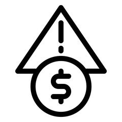 Financial Risk Warning Icon Outline - Money Alert Symbol