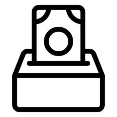 Donation Box or Payment Deposit Line Icon. Finance and Giving.
