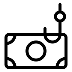 Money Bait Hook Icon - Financial Trap and Phishing Lure Symbol