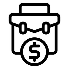 Portfolio Investment Icon Outline - Briefcase and Dollar Coin