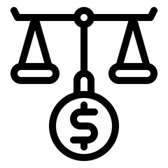 Financial Balance Scale Icon: Cost, Valuation, and Equity Line Art