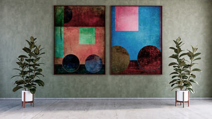 Fototapeta premium Large luxury modern bright interiors Living room mockup illustration 3D rendering image