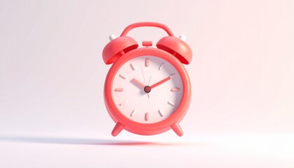 Cute 3D Alarm Clock Icon Isolated on White Background, Urgency Concept